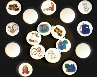 Autism picture schedule. This one acrylic bead is part of our portable and wearable visual schedule photo bracelet. Customizable with images