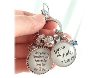 Bridal wedding keychain - beautiful parents gift for daughter. Makes a wonderful keepsake for that special day