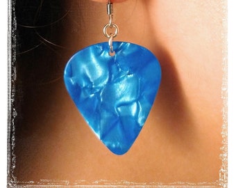 Guitar pick earrings customized by you with your favorite pick color and earring type.