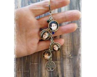 Custom photo keychain can be personalized with one to six pictures and glass birthstones.  One-of-a-kind gift anyone would cherish!