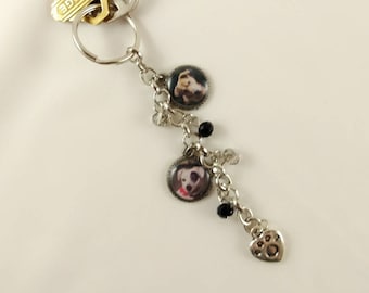 Personalized Pet Photo Keychain: Memorial Keepsake with Paw Print Charm