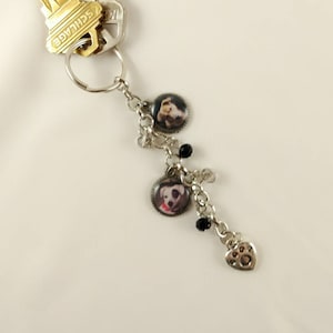 Pet photo keychain - personalized with one to six cherished pictures of your pets. Base price is for one photo charm.