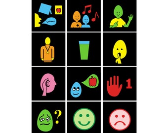 High Contrast Visual Communication Cards: PECS/Boardmaker Images