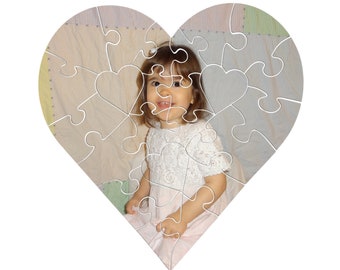 Custom Photo Puzzles. Extra thick hardboard personalized 23 piece heart shaped puzzle make a wonderful one-of-a-kind gift!