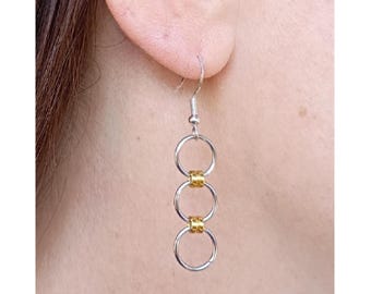 Guitar String Ball End Chainmail Earrings: Made with repurposed ball ends
