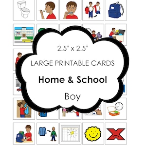 Ausilio visivo per l'autismo - GRANDI carte stampabili da 2,5" x 2,5" per le routine domestiche e scolastiche da utilizzare su un portachiavi o un programma visivo per ragazzo
