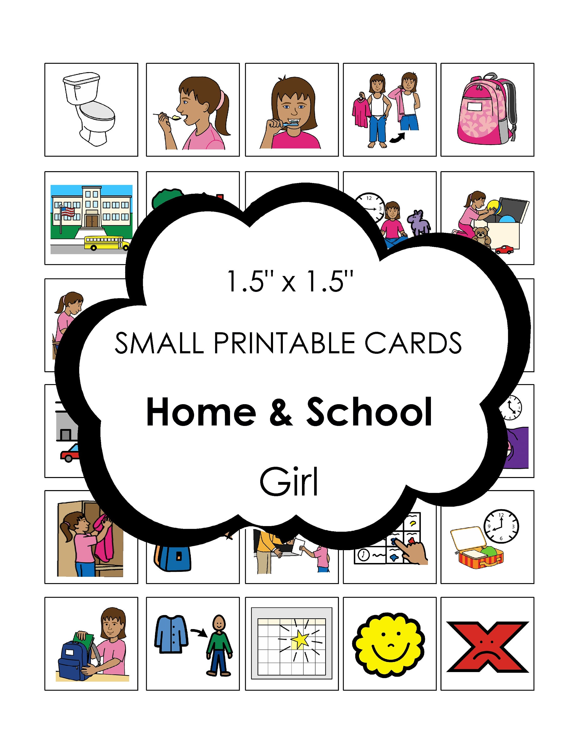 Autism Visual Aid SMALL 1.5 Printable Cards for Home - Etsy Autism visual aid small 1.5 printable cards for home - etsy