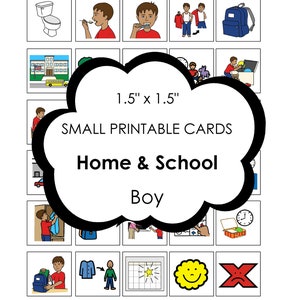 Aide visuelle pour l'autisme - PETITES cartes imprimables de 1,5" pour les routines à la maison et à l'école à utiliser sur un porte-clés ou un calendrier visuel pour garçon