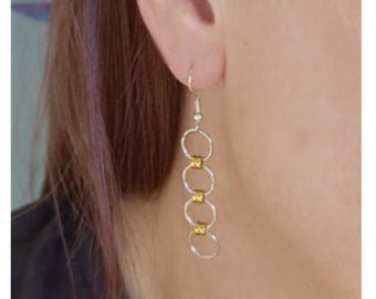 Guitar String Ball End Chainmail Earrings: Made with repurposed ball ends