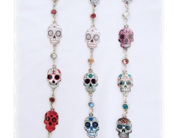 Dia de los Muertos Bracelet, Personalized Day of the Dead Bracelet, Sugar Skull Bracelet