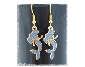 Enamel Mermaid Earrings in a dangle drop design. Earrings come in many beautiful colors.  Makes a perfect gift!