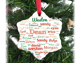 Custom name word art ornament: unique personalized keepsake.