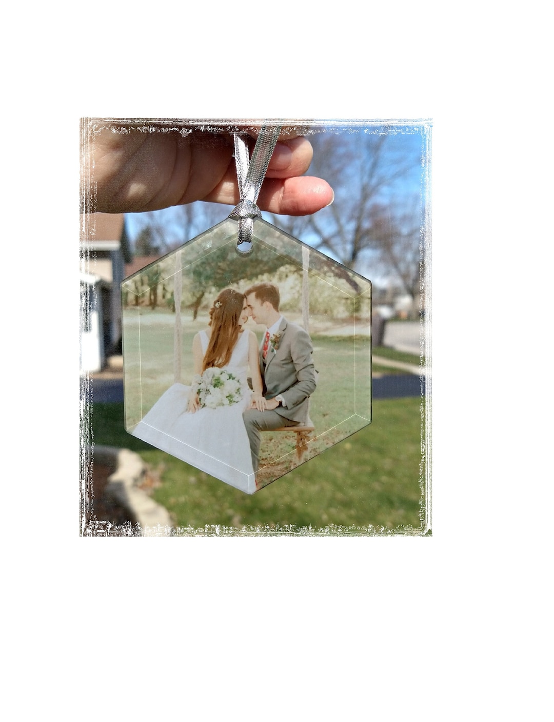 Glass Photo Suncatcher, Beautiful Photo Ornament Custom Made With
