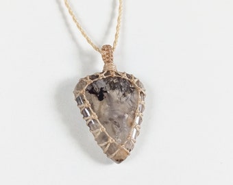 Tiger Dentritic Agate macrame necklace / pendant ethnic jewelry natural stone Bohemian chakra energy gemstone hippie