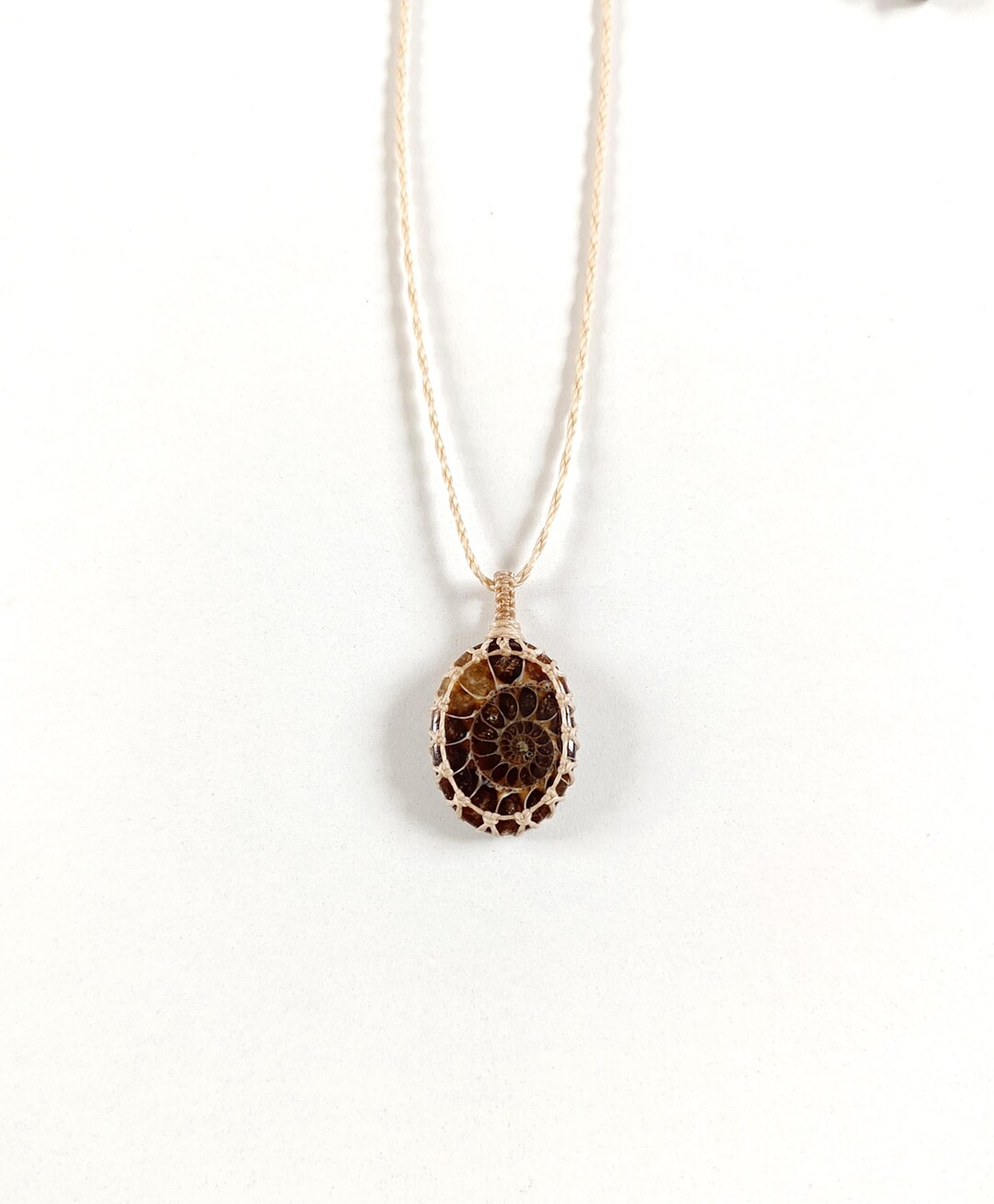 Aurora Handmade Macrame Necklace 3 - Ammonite