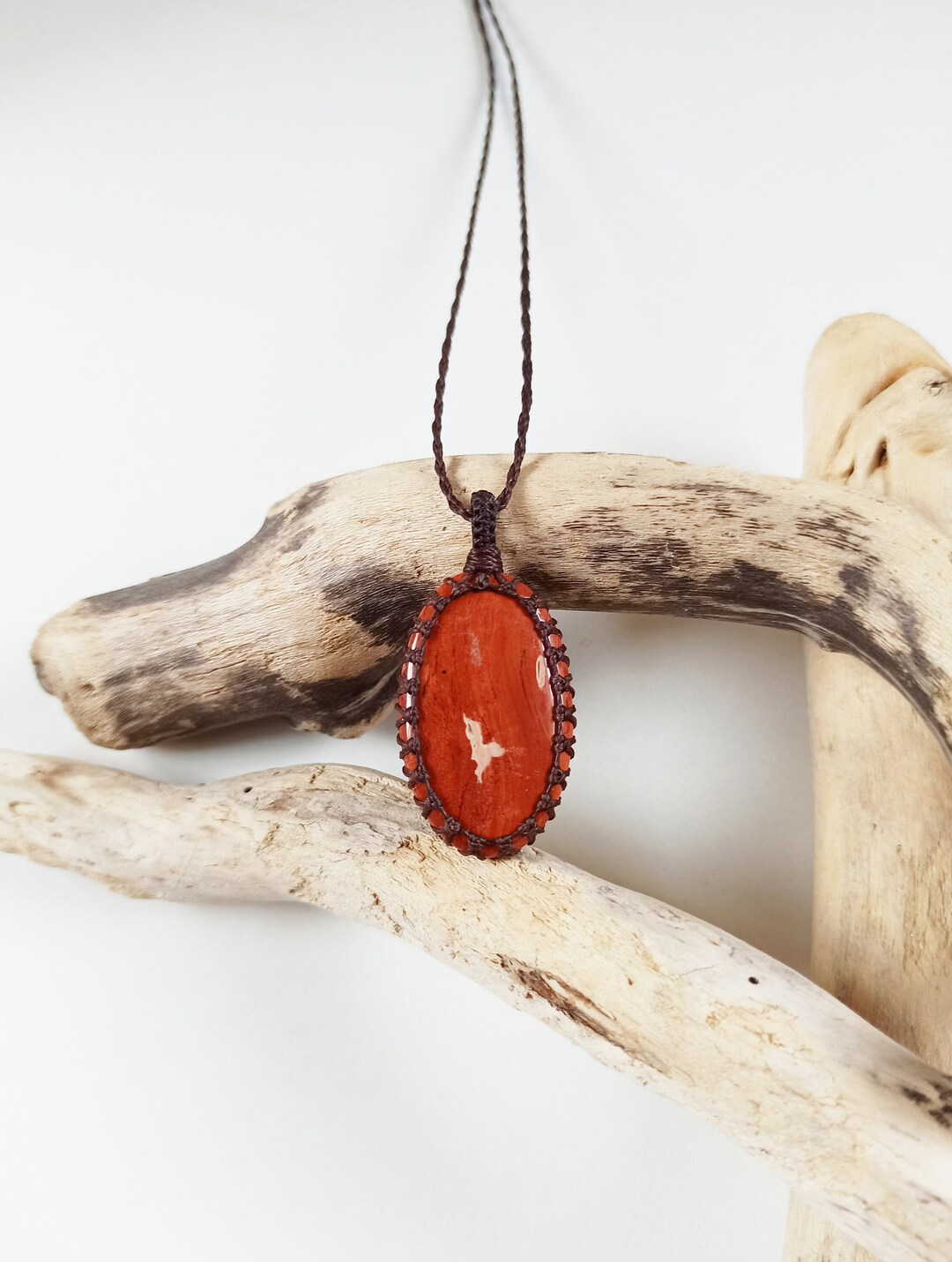 Collier Agate Vintage Style Boho Hippy - Pierres Naturelles - Bijou Occasion