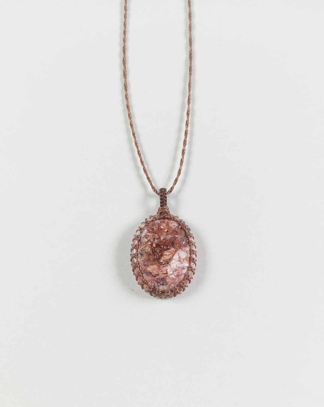 Collier Agate Vintage Style Boho Hippy - Pierres Naturelles - Bijou Occasion