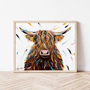 Highland Cow | Giclee Fine Art Canvas Print | Animal Painting Print