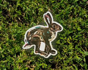 Peering Cute Angora Bunny Sticker Rabbit Car Decal, Bunny Laptop Decal ...