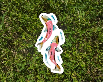 Fish Art Sticker | Painting Print Sticker | Salmon Sticker