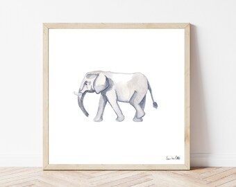 Elephant Watercolor Fine Art Print | Boho Wall Art | Animal Art Print
