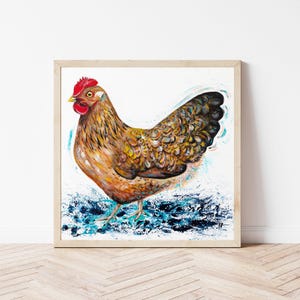 Hen | Giclee Fine Art Canvas Print | Farm Bird Painting Print
