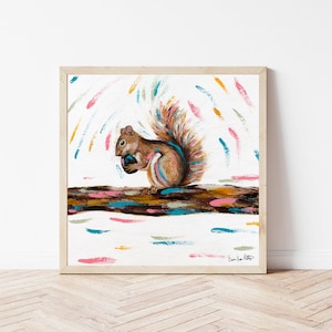 Squirrel | Giclee Fine Art Canvas Print | Animal Painting Print