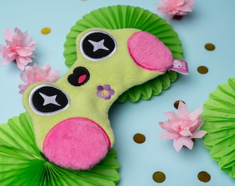 Handmade Plush Frog Eye Mask: Soft Fleece Sleep Mask