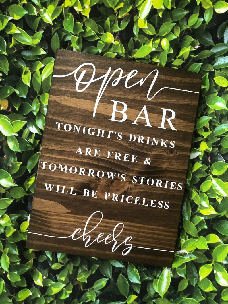 Open Bar Wedding Sign Wedding Sign Wooden Wedding Sign Open Etsy