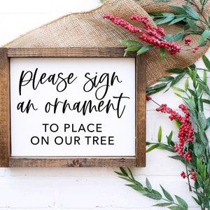 Ornament Guest Book Sign, Please Sign An Ornament Wedding Sign, Winter Wedding Sign, Christmas Wedding Sign, Small Framed Wedding Sign