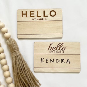 Hello My Name Is Wooden Sign, Name Announcement Sign, Blank Hello My Name Is Sign, Hospital Baby Announcement Sign, Newborn Photo Name Sign