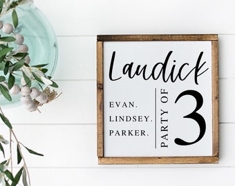 Party of Sign, Party of Number Sign, Farmhouse Style Family Sign, Family Name Sign, Custom Home Decor, Personalized Decor Gift