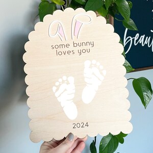 DIY Easter Footprint Sign, DIY Easter Handprint Sign, Bunny Easter Keepsake Sign, Easter Craft, Easter Gift for Grandma, Gift for Parent