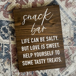 Snack Bar Sign, Life is Salty But Love is Sweet Sign, Wedding Snack Bar Sign, Appetizer Table Sign