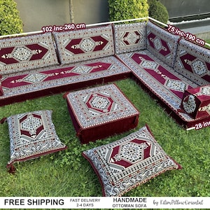 Floor Sofa, Arabic Seating, Moroccan Sofa, U-shaped Sofa, Sectional Floor Seating, Ottoman Floor Seating, Traditional Floor Sofa, Home Decor