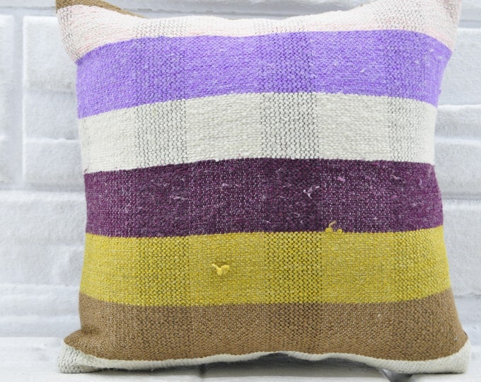 mutarda purple natural colors 12x12 Anatolian kilim pillow Home decor Throw pillow Bedroom pillow Vintage kilim pillow Pillow cover No 17
