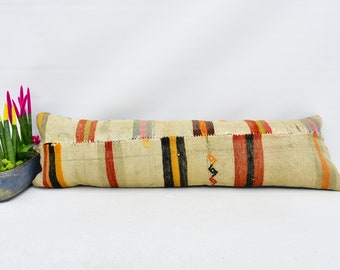 Vintage Pillow Handwoven Pillow Hemp Pillow Kilim Pillow 229 Lumbar Pillow,Bedroom Pillow,Oriental Pillow 16x36 Cushion Pillow
