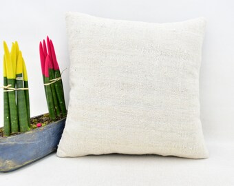 boho pillow ethnic pillow vintage pillow White hemp pillow decorative kilim pillow turkish kilim pillow 16x16 in\u00e7 pillow,sofa pillow