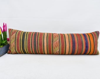 kilim pillow turkish pillow cushion 12x42 burgundy pillow striped pillow