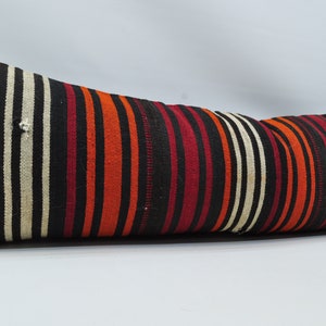 Turkish Kilim Pillow, Throw Pillow Cover, Home Decor Pillow, 12x36 One Of A Kind Pillow Covers, Striped Pillow Case, Bed Pillow, 519