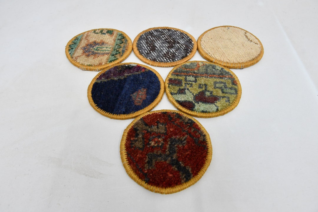 Round Coaster, Kitchen Decor, Rug Coaster, Brown Coaster, Rug Coaster ...