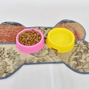 Dog Mat, Kilim Animal Pad, Rug Pet Mat, Red Pad, Rug Pad, Pet Lover Gift Mat, Dog Bowl Stand Mat, Non Slip Pad, Stylish Pad,