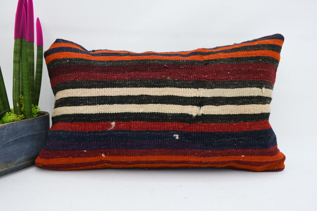 Kilim Pillow, Kilim Pillows, Body Pillow, 12x20 Red Cushion Case