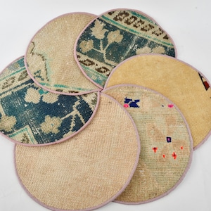 Circle Supla, Best Supla, Rug Supla, Beige Pad, Rug Coaster, Gift Placemat, Housewarming Gift Supla, Washable Pad, Handmade Coaster,
