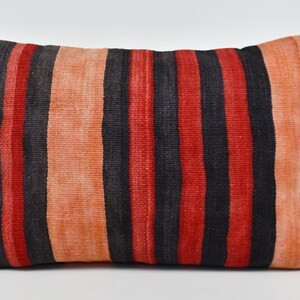 Kilim Pillows, Throw Pillow Cover, Turkish Pillow, 20x28 Red Pillow, Striped Cushion Case, Cool Throw Pillow Case, Embroidered Cushion, 261