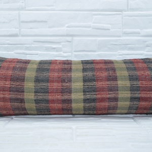 Throw Pillow Covers, Body Pillow, Turkish Kilim Pillow, 16x48 Organic Pillow Cover, Striped Pillow Cover, Meditation Pillow Covers, 305