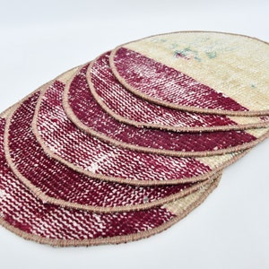 Round Rug Supla, Kilim Supla, Kitchen Decor, Set Of Six, Mouse Pad, 12&quot;x12&quot; Table Decor, Hand Crafted Rug Supla, Circle Under Plate, 1
