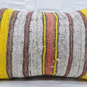 Kilim Pillow, Body Pillow, Home Decor Pillow, 16x24 Yellow Pillow Covers, Striped Pillow Cover, Flag Pillow Cover, Handmade Pillow, 834