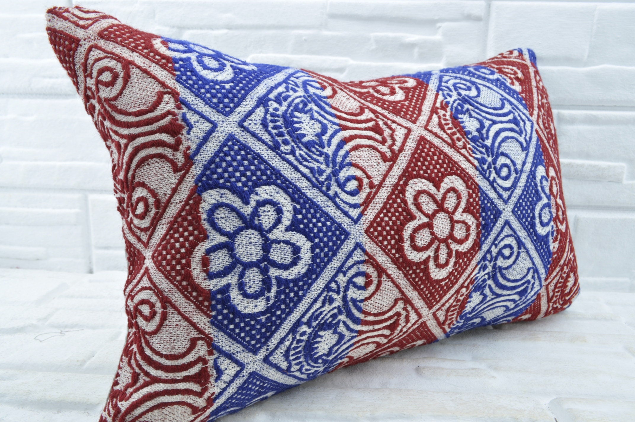 Kilim pillow red striped kilim patterned pillow bohemian | Etsy