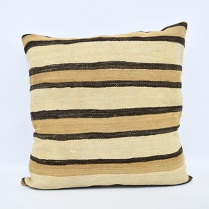 Kilim Pillow, Personalized Pillow, Turkish Pillow, 32x32 Beige Pillow Covers, Striped Pillow Case, Kids Throw Pillow Covers, 138
